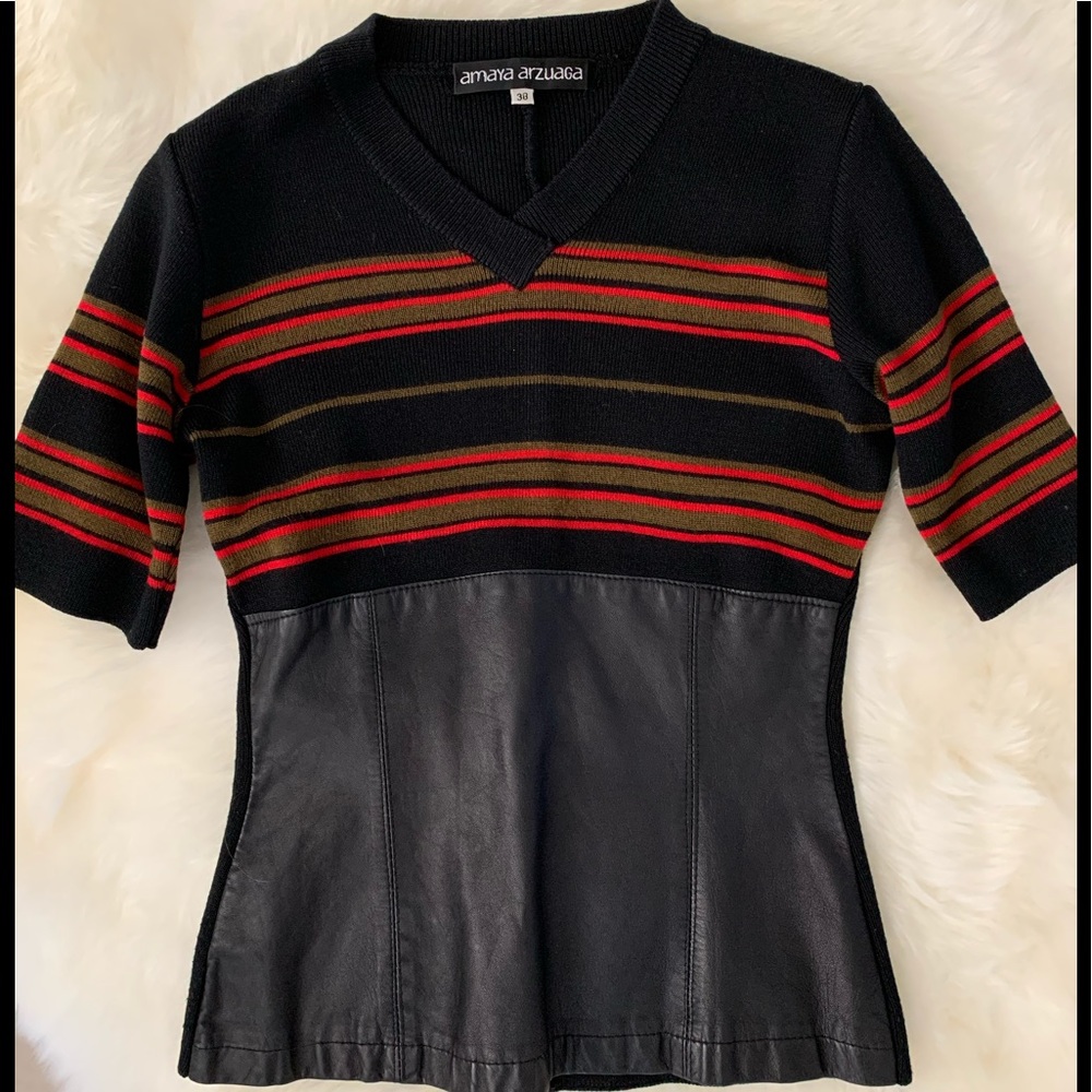 Amaya Arzuaga knit and leather top